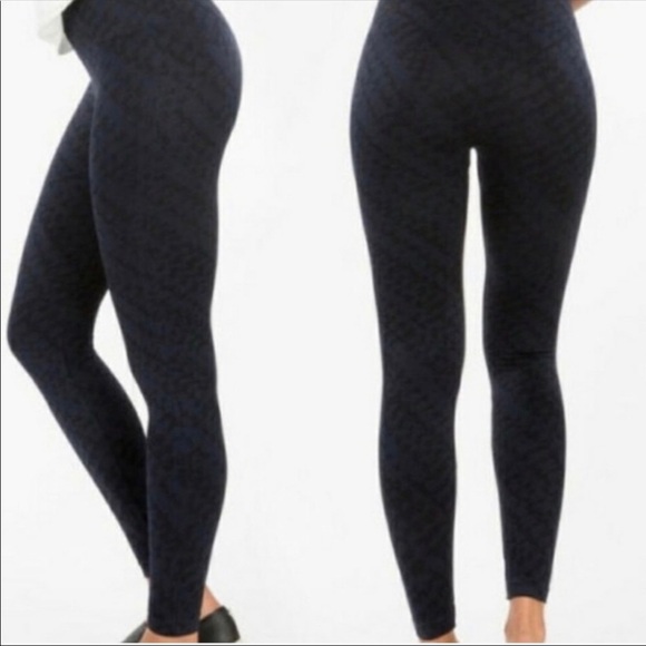 Spanx look at me now blue & black medium leggings - Picture 1 of 6